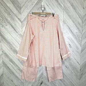 Brooks Brothers Pajama Set Womens Size Large Popover 2 Piece Polka Dot Cotton
